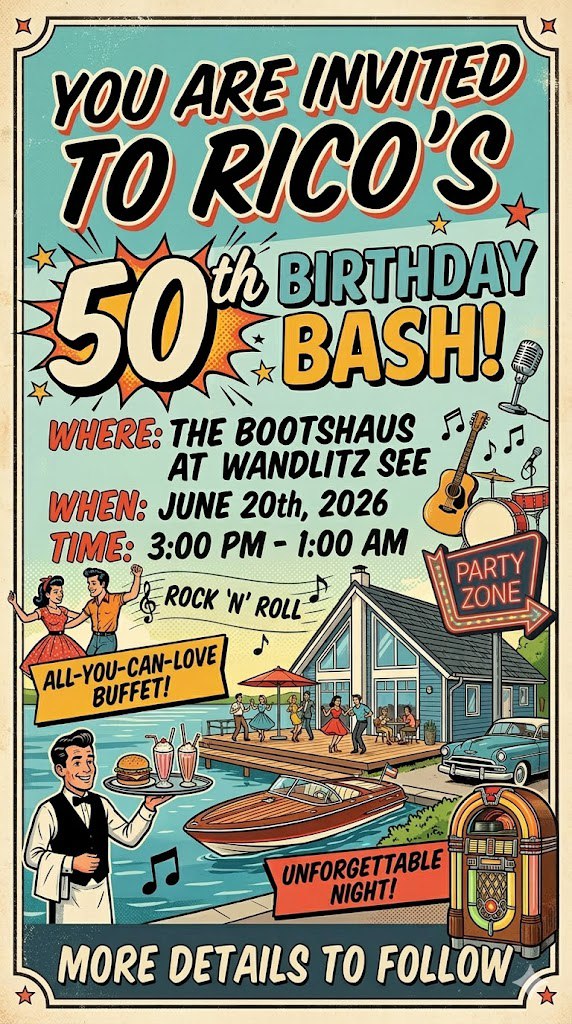 Rico's 50th Birthday Invitation